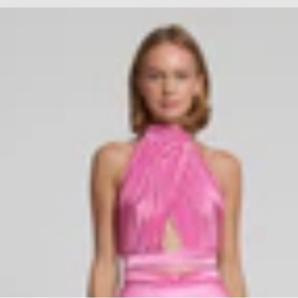 Pink Halter Crop Top with Keyhole Detail